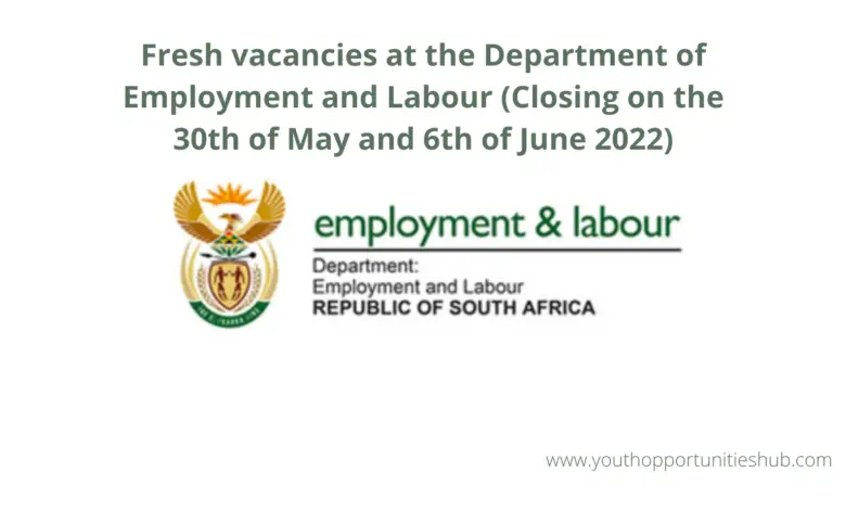 Apply for the Fresh vacancies at the Department of Employment and Labour (Closing on the 30th of May and 6th of June 2022)