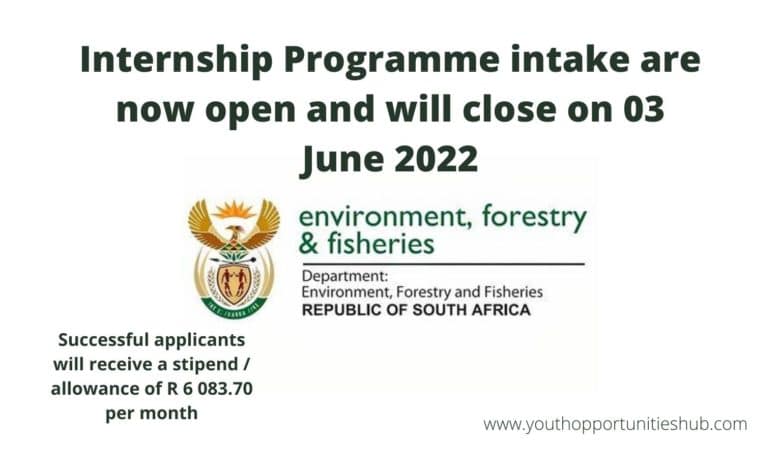 THE DEPARTMENT OF FORESTRY, FISHERIES AND THE ENVIRONMET'S (DFFE) INTERNSHIP PROGRAMME (The Internships Are Available in all Provinces)