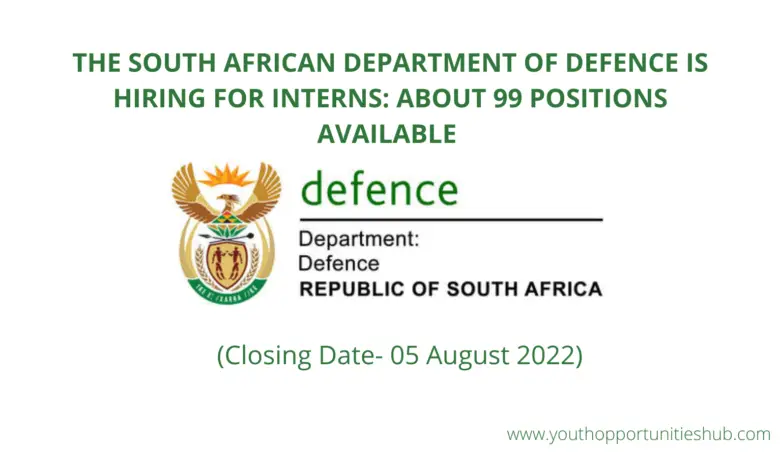 THE SOUTH AFRICAN DEPARTMENT OF DEFENCE IS HIRING FOR INTERNS