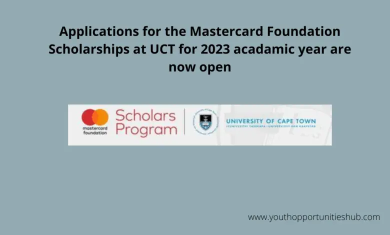 Applications for the Mastercard Foundation Scholarships at UCT for 2023 acadamic year are now open and closing on 25 September 2022