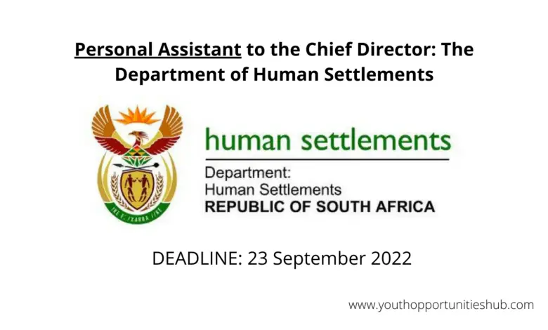 Personal Assistant to the Chief Director: The Department of Human Settlements