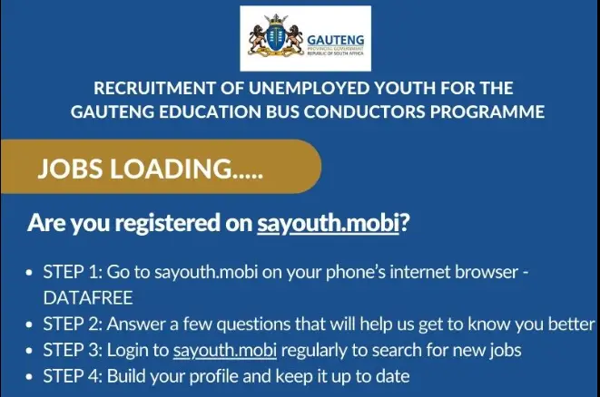 JOBS LOADING!!! RECRUITMENT OF UNEMPLOYED YOUTH FOR THE GAUTENG EDUCATION BUS CONDUCTORS PROGRAMME