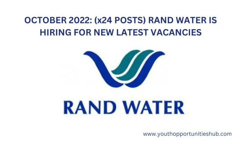 OCTOBER 2022: (x24 POSTS) RAND WATER IS HIRING FOR NEW LATEST VACANCIES