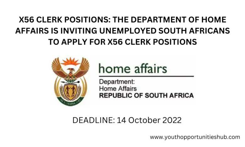 x56 CLERK POSITIONS: THE DEPARTMENT OF HOME AFFAIRS IS INVITING UNEMPLOYED SOUTH AFRICANS TO APPLY FOR NEW VACANT POSITIONS TO DELIVER ON THE NATIONAL DEVELOPMENT PLAN (Positions available in all Provinces)