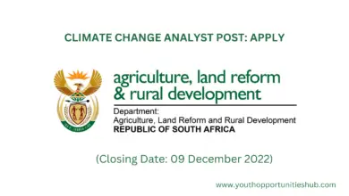 Photo of CLIMATE CHANGE ANALYST POST: DEPARTMENT OF AGRICULTURE, LAND REFORM AND RURAL DEVELOPMENT (Closing Date: 09 December 2022)