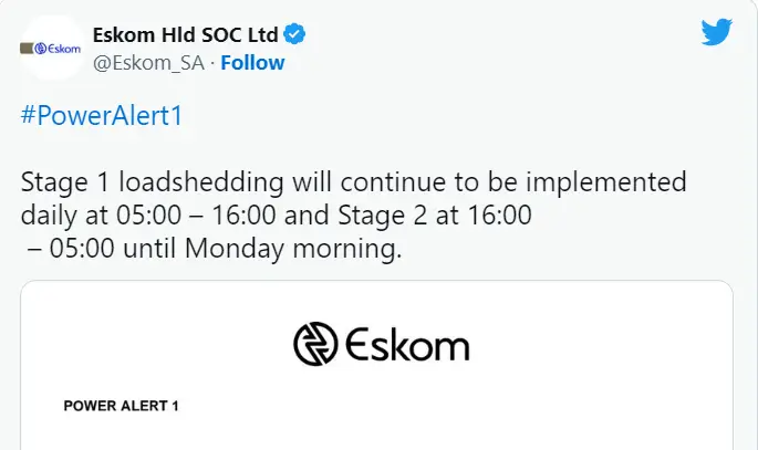 Stage 1 and stage 2 load shedding all weekend – here’s the new schedule