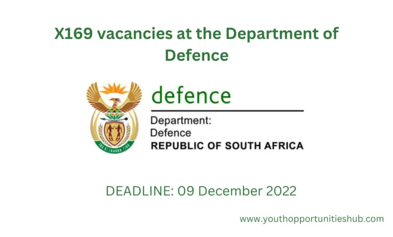 SOUTH AFRICA'S DEPARTMENT OF DEFENCE IS RECRUITING (X169 POSITIONS AVAILABLE)