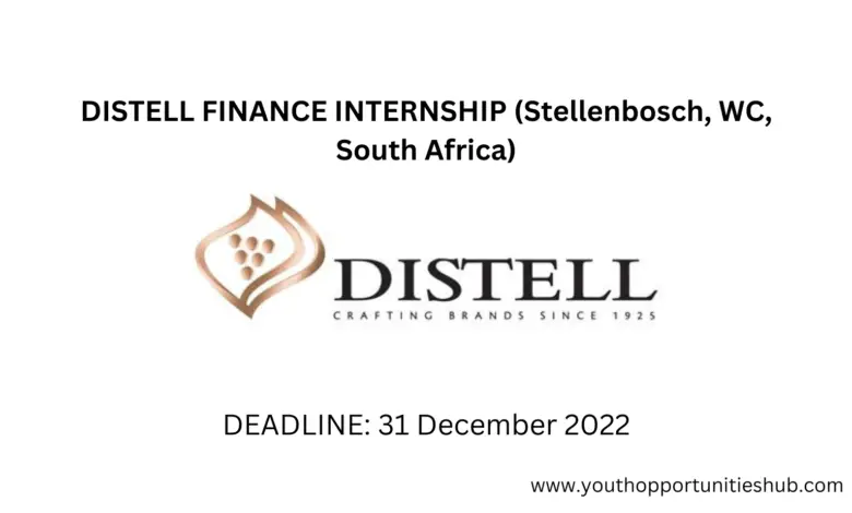DISTELL FINANCE INTERNSHIP (Stellenbosch, WC, South Africa)