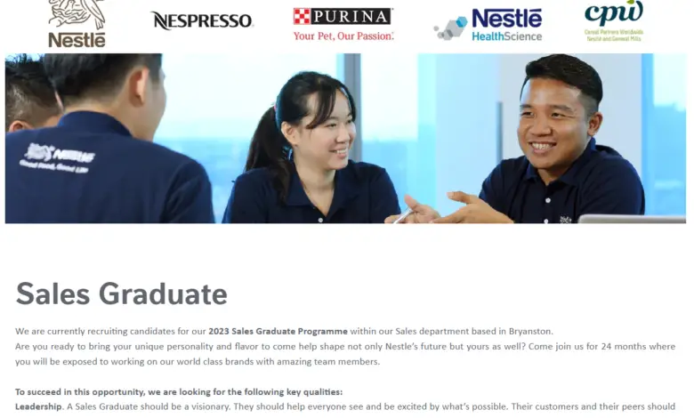 Nestle 2023 Sales Graduate Programme