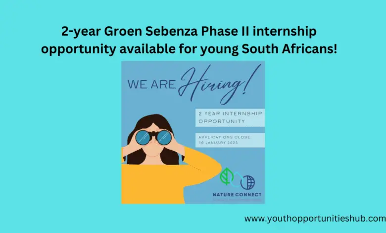 2-year Groen Sebenza Phase II internship opportunity available for young South Africans!