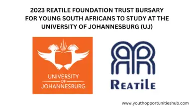 Photo of 2023 REATILE FOUNDATION TRUST BURSARY FOR YOUNG SOUTH AFRICANS TO STUDY AT THE UNIVERSITY OF JOHANNESBURG (UJ)