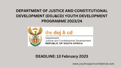 Photo of DEPARTMENT OF JUSTICE AND CONSTITUTIONAL DEVELOPMENT (DOJ&CD) YOUTH DEVELOPMENT PROGRAMME 2023/24
