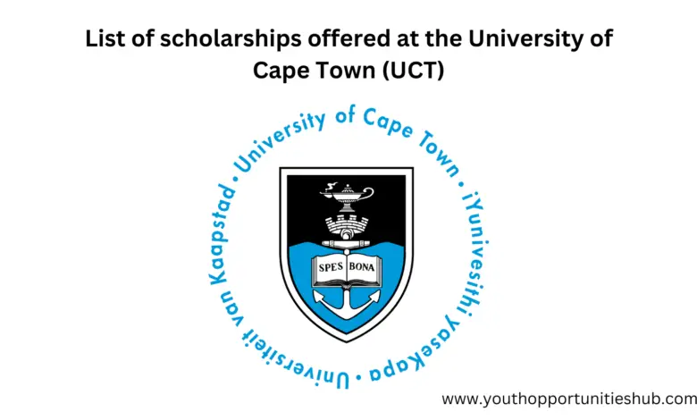 List of scholarships offered at the University of Cape Town (UCT)