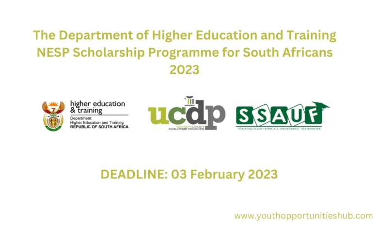 The Department of Higher Education and Training NESP Scholarship Programme for South Africans 2023