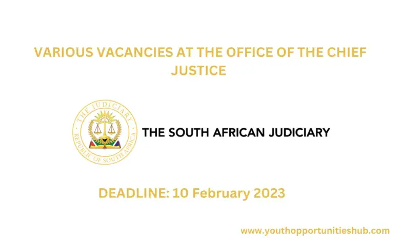 VARIOUS VACANCIES AT THE OFFICE OF THE CHIEF JUSTICE (SOUTH AFRICA)