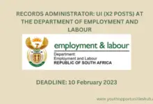 Photo of RECORDS ADMINISTRATOR: UI (X2 POSTS) AT THE DEPARTMENT OF EMPLOYMENT AND LABOUR