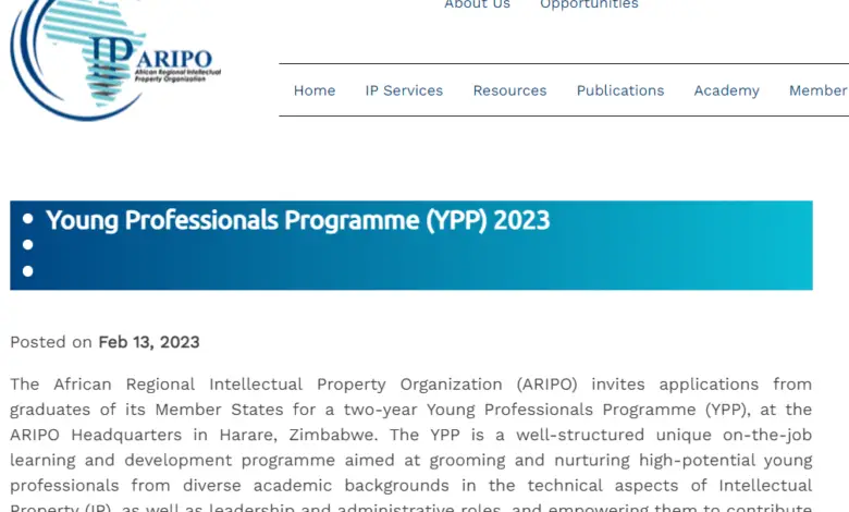 ARIPO Young Professionals Programme (YPP) 2023