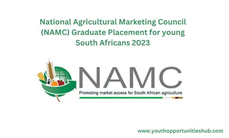 National Agricultural Marketing Council (NAMC) Graduate Placement for young South Africans 2023