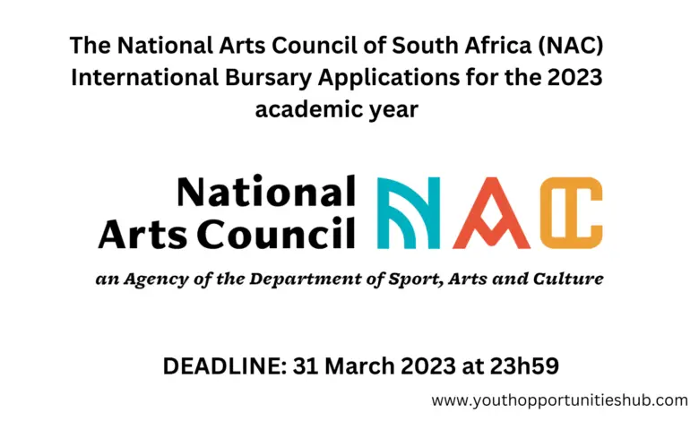 The National Arts Council of South Africa (NAC) International Bursary Applications for the 2023 academic year