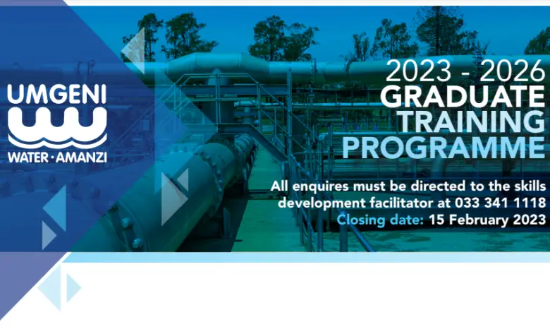 CALL FOR APPLICATIONS! Umgeni Water Graduate Training Programme for Young South Africans 2023 - 2026