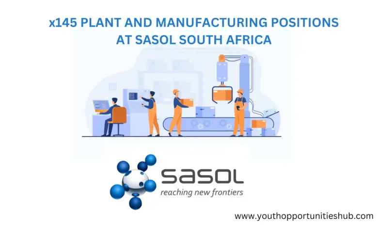 x145 PLANT AND MANUFACTURING POSITIONS AT SASOL SOUTH AFRICA