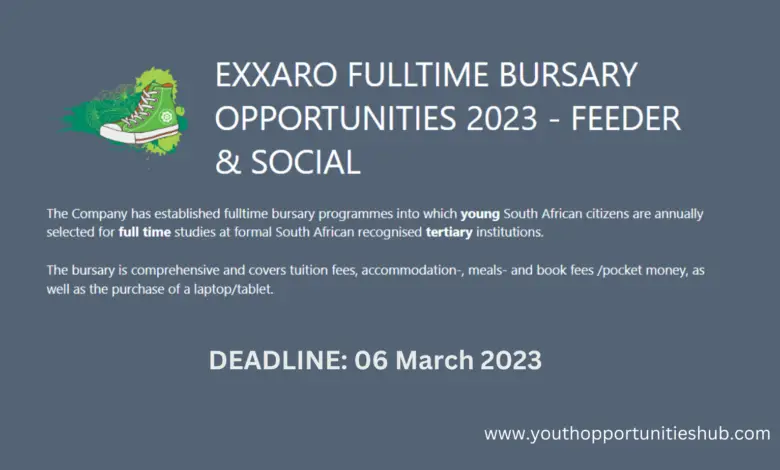 EXXARO FULLTIME BURSARY OPPORTUNITIES 2023: YOUNG SOUTH AFRICANS ARE ENCOURAGED TO APPLY