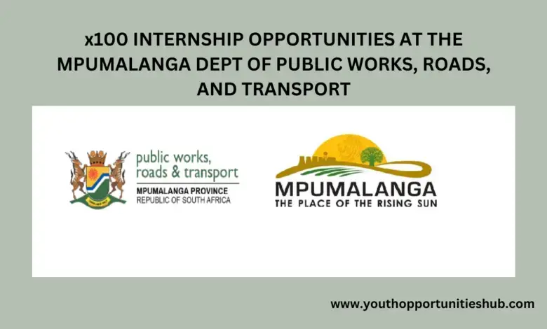 x100 INTERNSHIP OPPORTUNITIES AT THE MPUMALANGA DEPT OF PUBLIC WORKS, ROADS, AND TRANSPORT