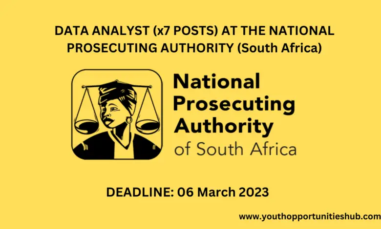 DATA ANALYST (x7 POSTS) AT THE NATIONAL PROSECUTING AUTHORITY (South Africa)