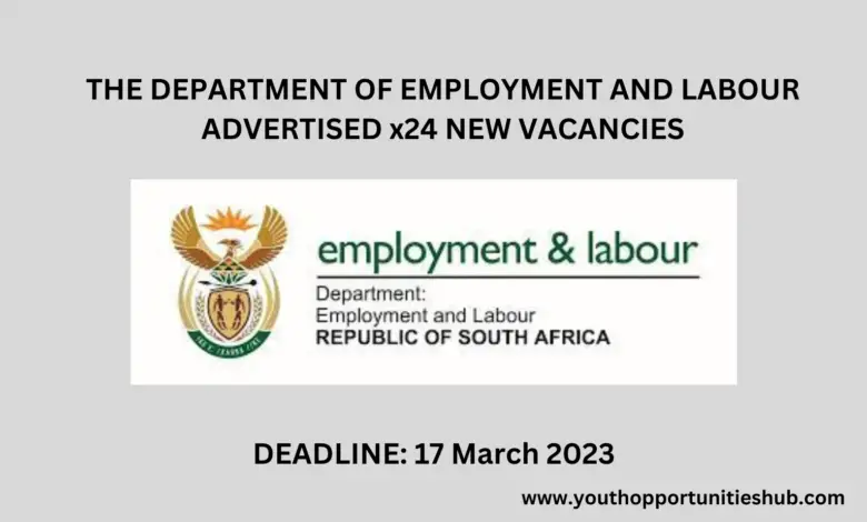 THE DEPARTMENT OF EMPLOYMENT AND LABOUR ADVERTISED x24 NEW VACANCIES (Deadline: 17 March 2023)