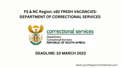 Photo of FS & NC Region: x92 FRESH VACANCIES- DEPARTMENT OF CORRECTIONAL SERVICES (Deadline: 10 March 2023)