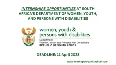 Photo of INTERNSHIPS OPPORTUNITIES AT SOUTH AFRICA’S DEPARTMENT OF WOMEN, YOUTH, AND PERSONS WITH DISABILITIES