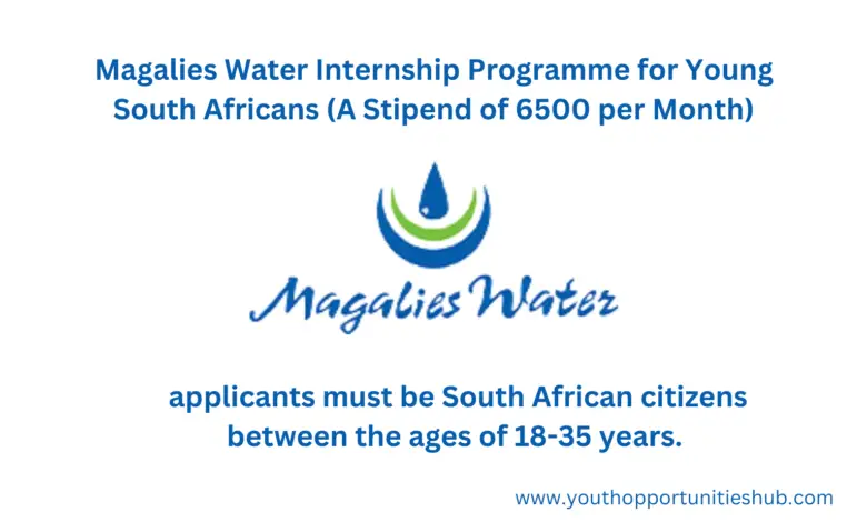 Magalies Water Internship Programme for Young South Africans (A Stipend of 6500 per Month)