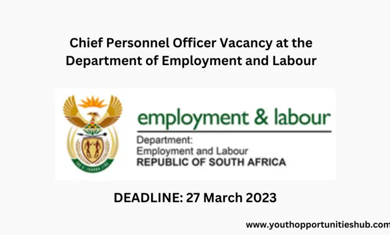 Chief Personnel Officer Vacancy at the Department of Employment and Labour