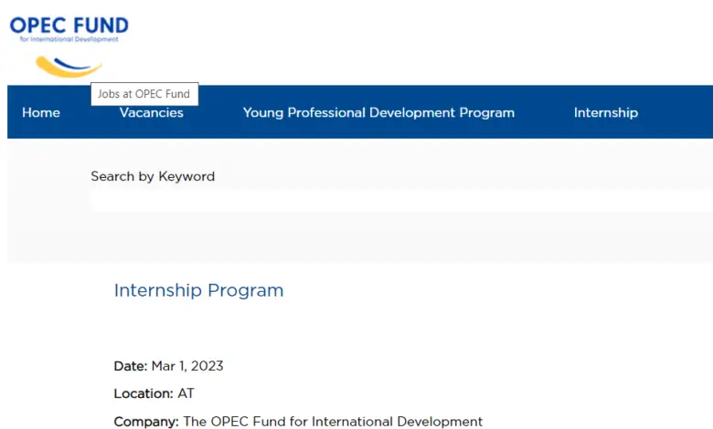 The OPEC Fund for International Development Internship Program 2023