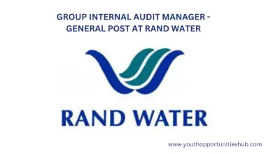 Photo of GROUP INTERNAL AUDIT MANAGER – GENERAL POST AT RAND WATER