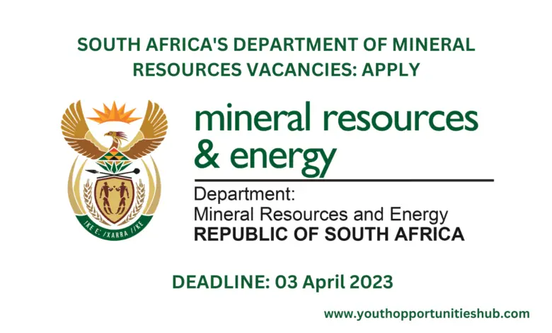 SOUTH AFRICA'S DEPARTMENT OF MINERAL RESOURCES VACANCIES: APPLY