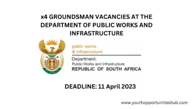 Photo of x4 GROUNDSMAN VACANCIES AT THE DEPARTMENT OF PUBLIC WORKS AND INFRASTRUCTURE