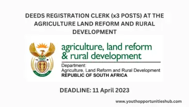 Photo of DEEDS REGISTRATION CLERK (x3 POSTS) AT THE AGRICULTURE LAND REFORM AND RURAL DEVELOPMENT