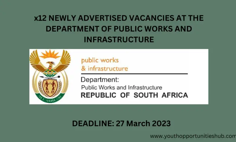 x12 NEWLY ADVERTISED VACANCIES AT THE DEPARTMENT OF PUBLIC WORKS AND INFRASTRUCTURE