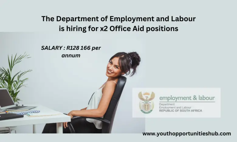 The Department of Employment and Labour is hiring for x2 Office Aid positions