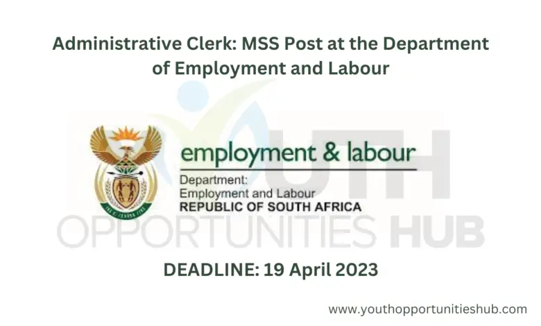 Administrative Clerk: MSS Post at the Department of Employment and Labour