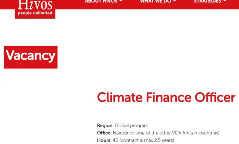 Hivos is looking for a Climate Finance Officer: Voices for Just Climate Action Alliance
