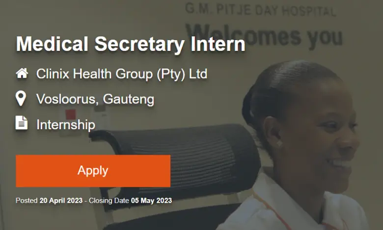 Medical Secretary Intern at Clinix Health Group (Pty) Ltd (Young South Africans are encouraged to apply)