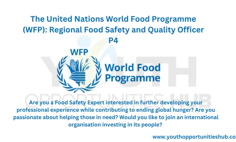 The United Nations World Food Programme (WFP): Regional Food Safety and Quality Officer P4