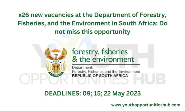 x26 new vacancies at the Department of Forestry, Fisheries, and the Environment in South Africa