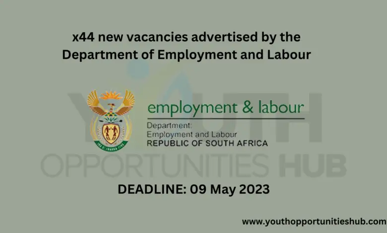 x44 new vacancies advertised by the Department of Employment and Labour (Closing Date: 09 May 2023)