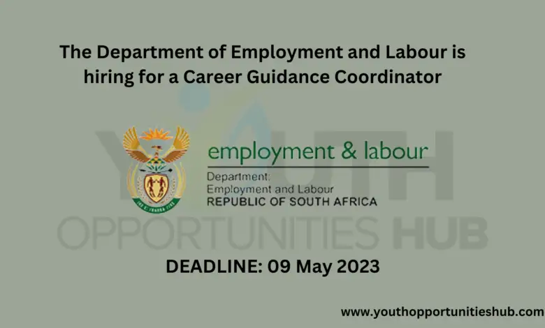 The Department of Employment and Labour is hiring for a Career Guidance Coordinator