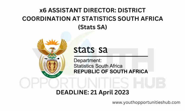 x6 ASSISTANT DIRECTOR: DISTRICT COORDINATION AT STATISTICS SOUTH AFRICA (Stats SA)