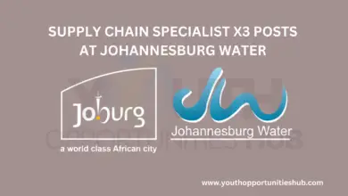 Photo of SUPPLY CHAIN SPECIALIST X3 POSTS AT JOHANNESBURG WATER