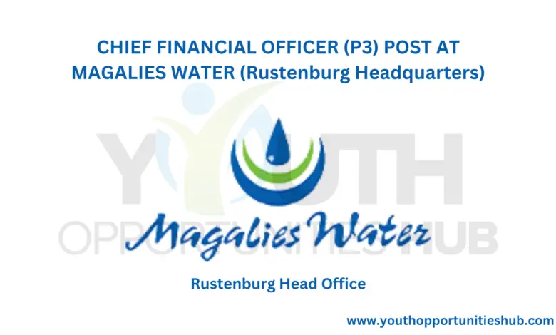 CHIEF FINANCIAL OFFICER (P3) POST AT MAGALIES WATER (Rustenburg Headquarters)